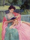 Mary Cassatt Auguste Reading to Her Daughter painting